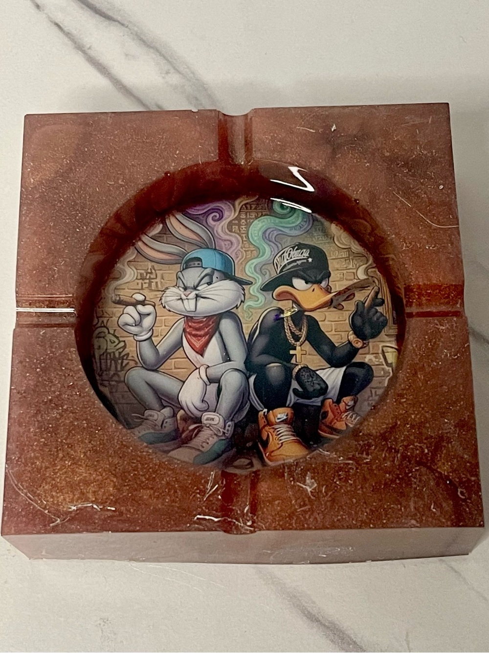 Bugs Bunny Daffy Duck Square Ashtray | 90s Cartoon Nostalgia Gift - Picture 5 of 8